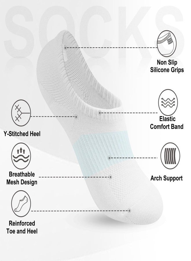 floconssy No Show Socks Womens Low Cut Cotton Ankle Socks for Sneakers Non Slip Invisible Athletic Running Liner Footies White Black 6 Pairs - Image 3